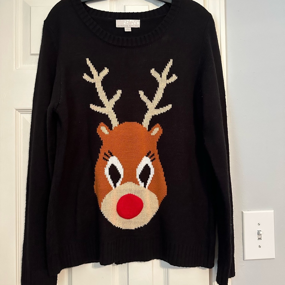 Carolyn Taylor Christmas reindeer Rudolph sweater